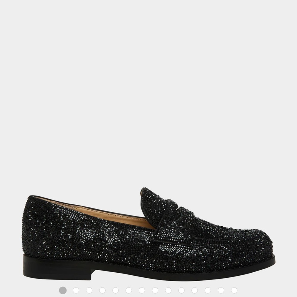Betsey Johnson Aron Black Crystal-Embellished Loafers